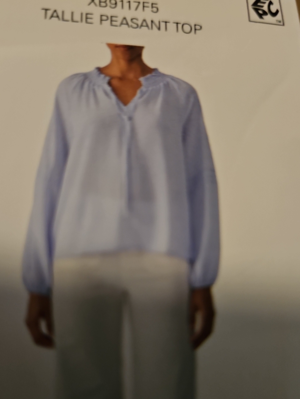 Light Blue Tallie Peasant Blouse — Women's Long-Sleeve